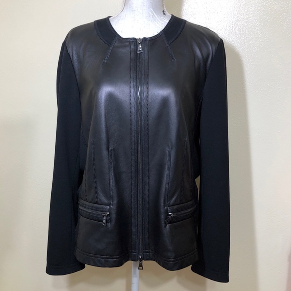 Ellen Tracy Jackets & Blazers - 🔴Ellen Tracy Leather Jacket with Fabric Sleeves